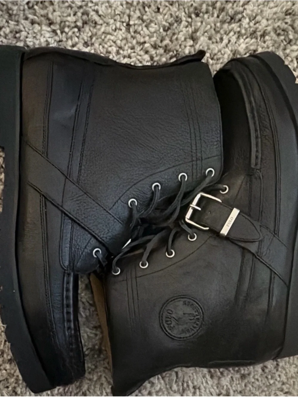 Polo by Ralph Lauren Black Leather Ankle Boots